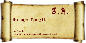Betegh Margit névjegykártya